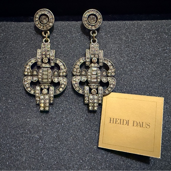Heidi Daus Vintage Bronze Smokey Crystal Chandelier Earrings